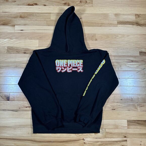 Monkey D. Luffy One Piece Hoodie - Adventurous Pilot Black Pullover Men’s Large - Picture 1 of 5